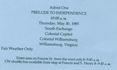 Prelude to Independence ticket