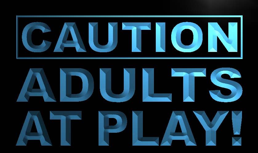 M537 B Caution Adults At Play Neon Light Sign 