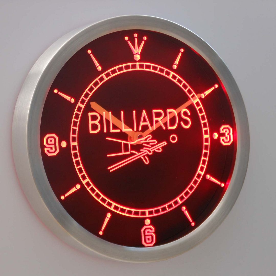 nc0299b Billiards Pool Room Table Bar Neon Sign LED Wall Clock