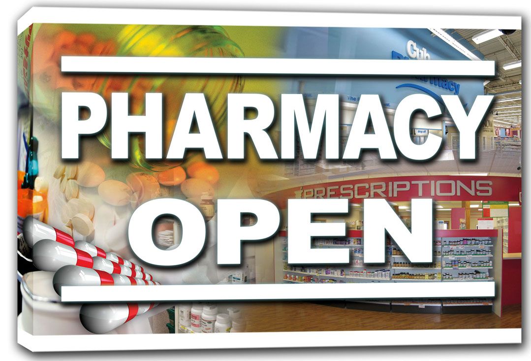 scba614 Pharmacy OPEN Stretched Canvas Print Decor Sign eBay