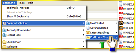 You will now see the EricBrooks.Com site feed in your Bookmarks Toolbar