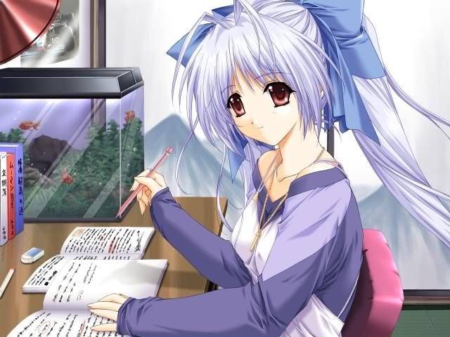 Anime girl reading a book Pictures, Images and Photos