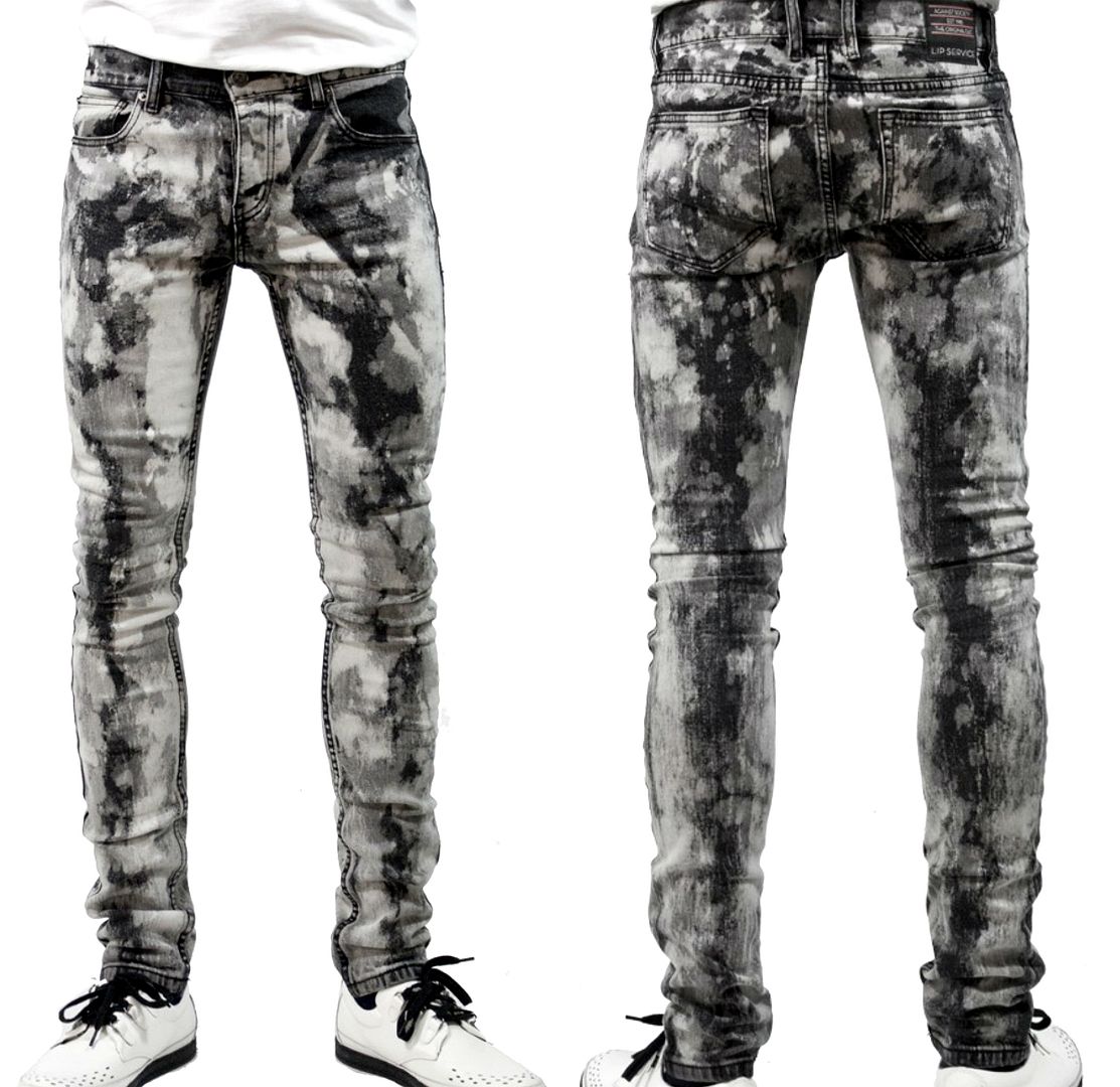 Lip Service Bleach Junkie Punk Skinhead Jeans Skinny Gothic Rock Camo