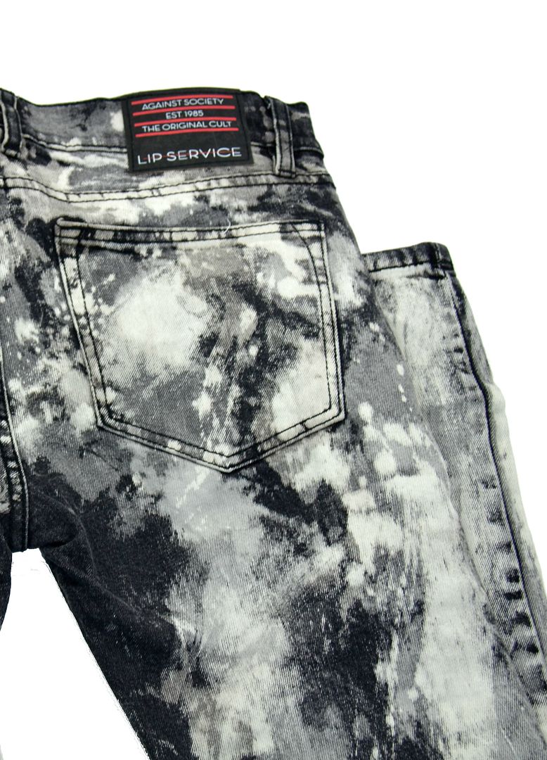LIP SERVICE BLEACH JUNKIE PUNK SKINHEAD JEANS SKINNY GOTHIC ROCK CAMO