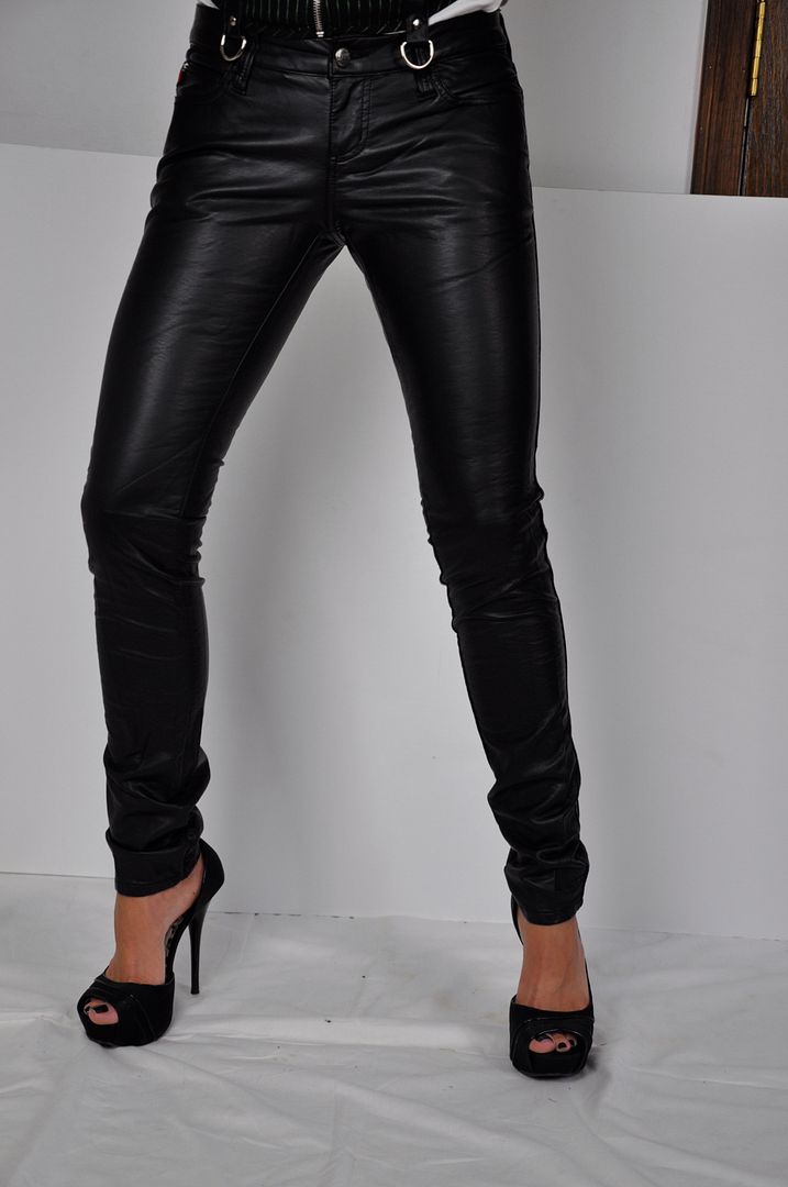 Tripp Nyc Vegi Leather Look Gothic Punk Black Goth Pvc Jean Pants Vx6548 9561