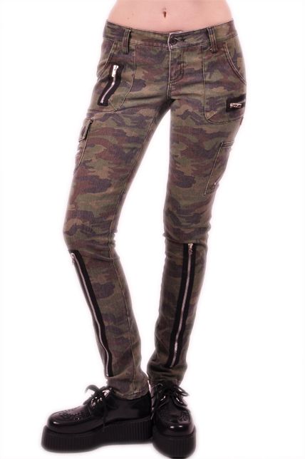 Tripp Camo Army Skinny Jeans Camouflage Rockabilly Punk Biker Moto