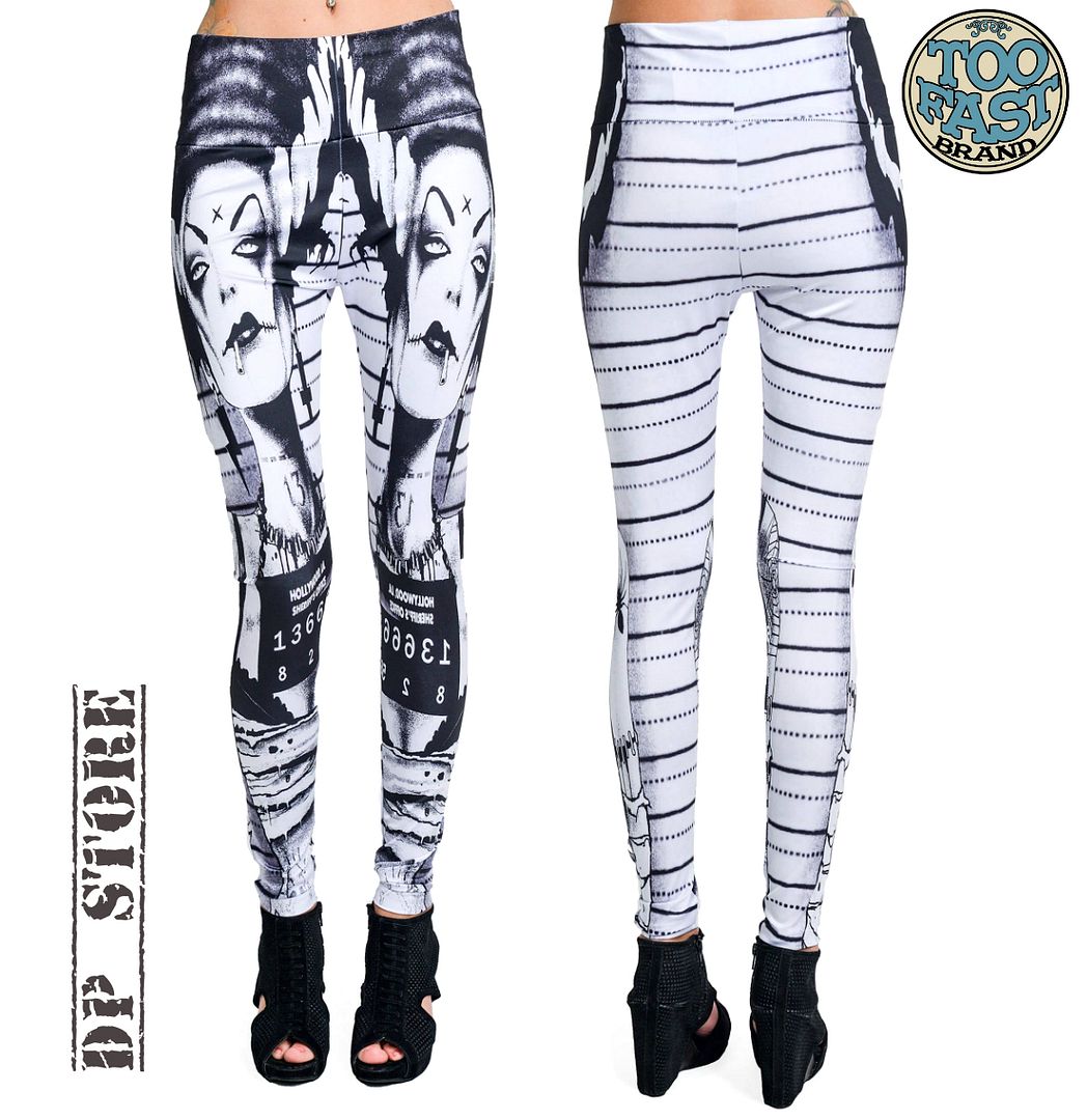 TOO FAST BRIDE LEGGING TATTOO SKULL EMO GOTHIC PUNK JEANS ROCKABILLY