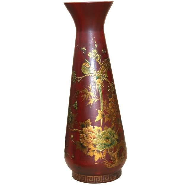 Red Painted Leather Vase