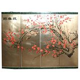 Cherry Blossom Four Panel Wall Hanging Screen