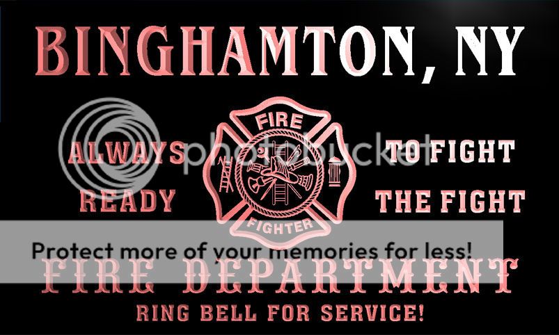   FIRE DEPT BINGHAMTON, NY NEW YORK Firefighter Neon Sign  