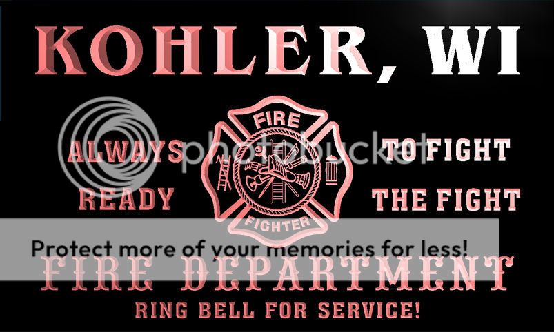 qy69079 r FIRE DEPT KOHLER, WI WISCONSIN Firefighter Neon Sign  