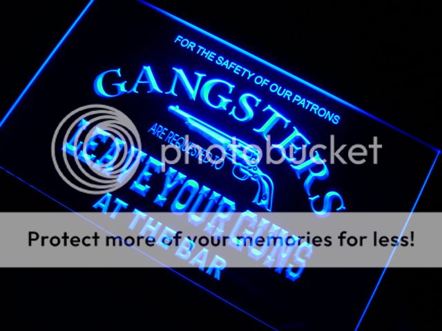 m099 b Gangsters Leave Your Guns at Bar Neon Sign  