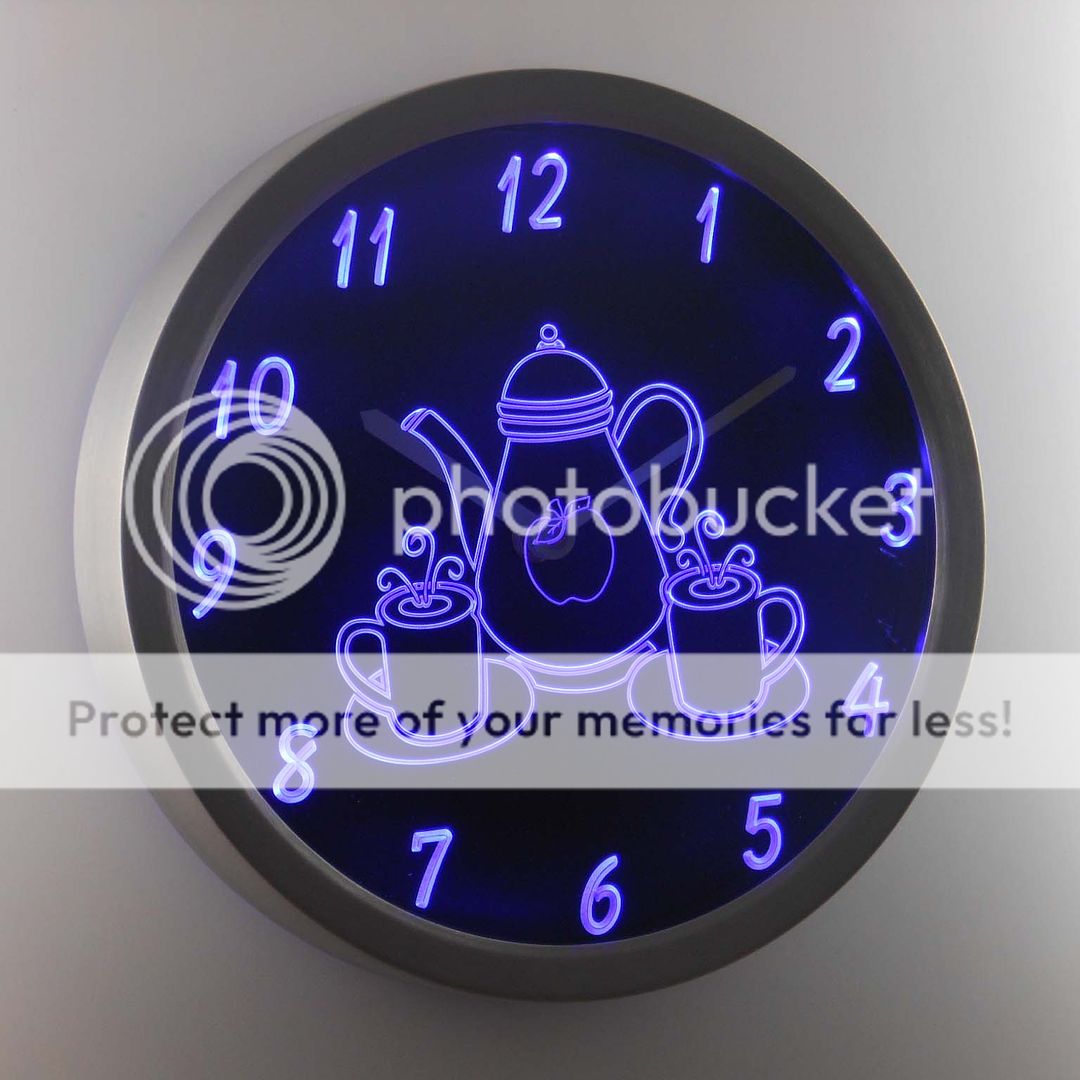 neon wall kitchen sign clock coffee led