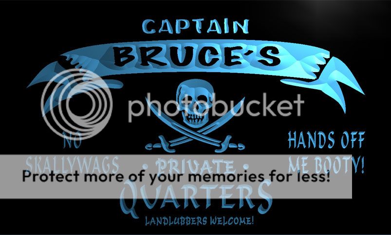   Bruces Captain Quarters Pirate Man Cave Bar Beer Neon 3D Sign  