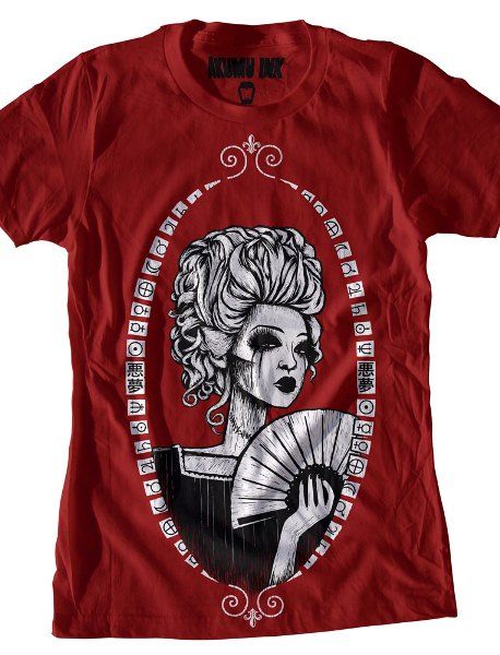 Akumu Ink Tattoo Horror Emo Goth Punk Marie Antoinette Portrait Red T Shirt