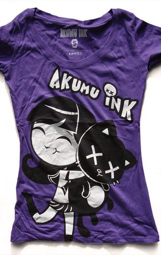 AKUMU INK TATTOO HORROR EMO GOTH PUNK LITTLE GIRL HUGGING DEAD CAT T SHIRT