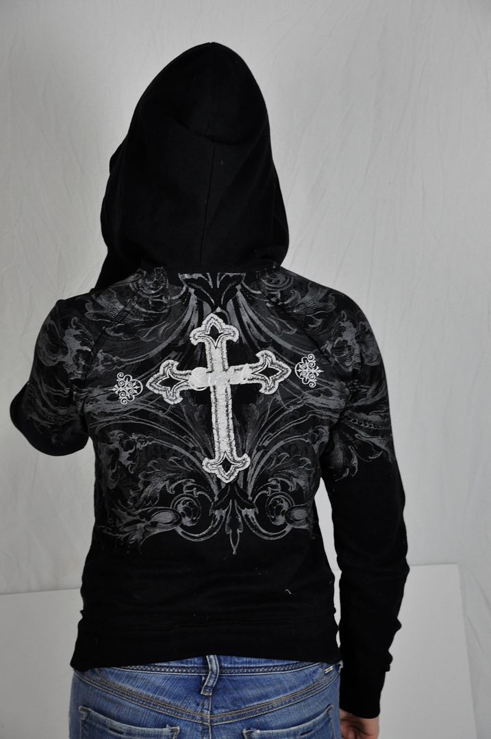 SINFUL HOODIE WINGS ANGEL JACKET TATTOO BLACK S  