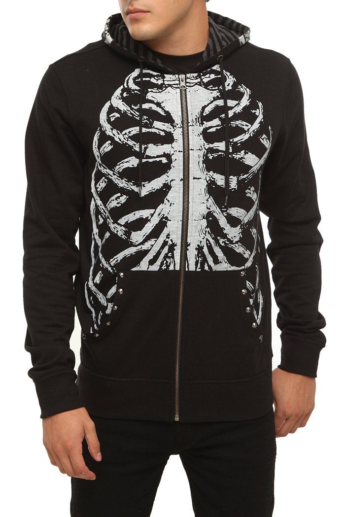 RUDE SKELETON TRIPP MOHAWK TATTOO ZOMBIE GOTHIC EMO PUNK HOODIE GOTH ...