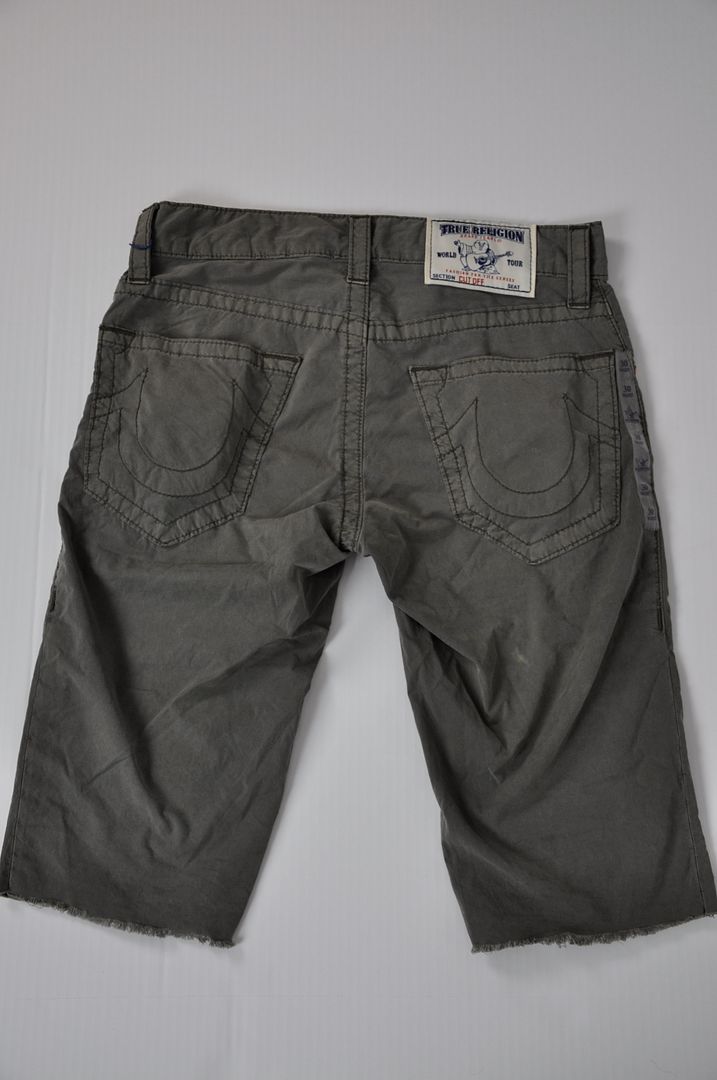 174 TRUE RELIGION CUT OFF POPLIN SHORTS FADED BLACK PANTS  