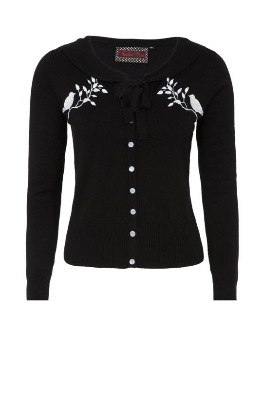 VOODOO VIXEN PIN UP BIRD EMBROIDERY SHIRT ROCKABILLY SWEATER CARDIGAN ...