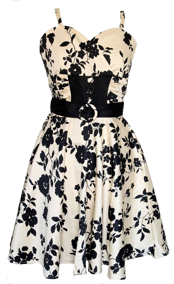 VOODOO VIXEN FLORAL PRINT VINTAGE DRESS EMO PIN UP 50'S GOTHIC SEXY ...