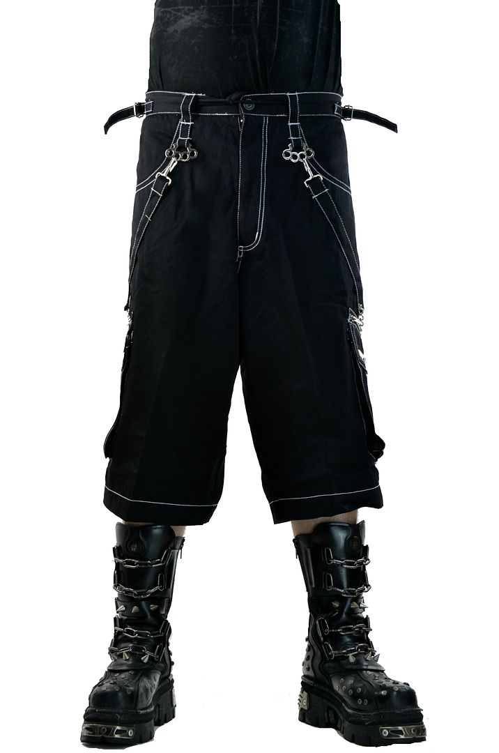 TRIPP SHORTS BONDAGE SKATER STUDS RAVE GOTHIC GOTH JEANS PANTS BIKER ...