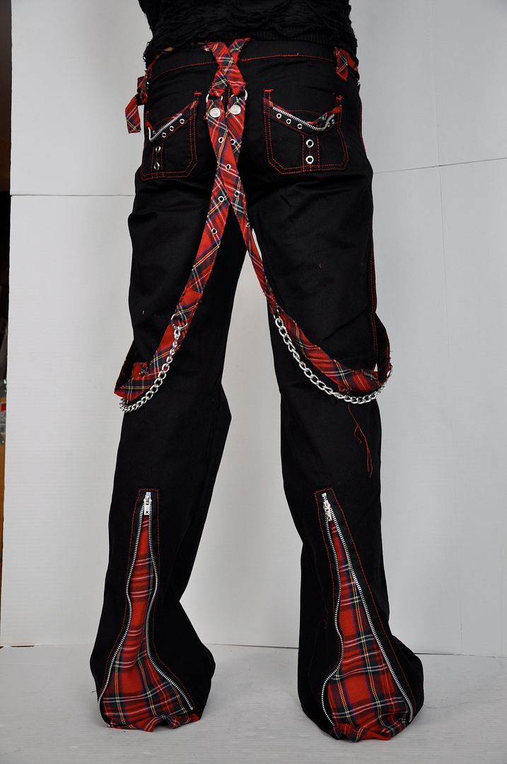 TRIPP NYC GOTHIC PLAID STEAMPUNK STRAPS PUNK GOTH ROCK STAR PANTS 