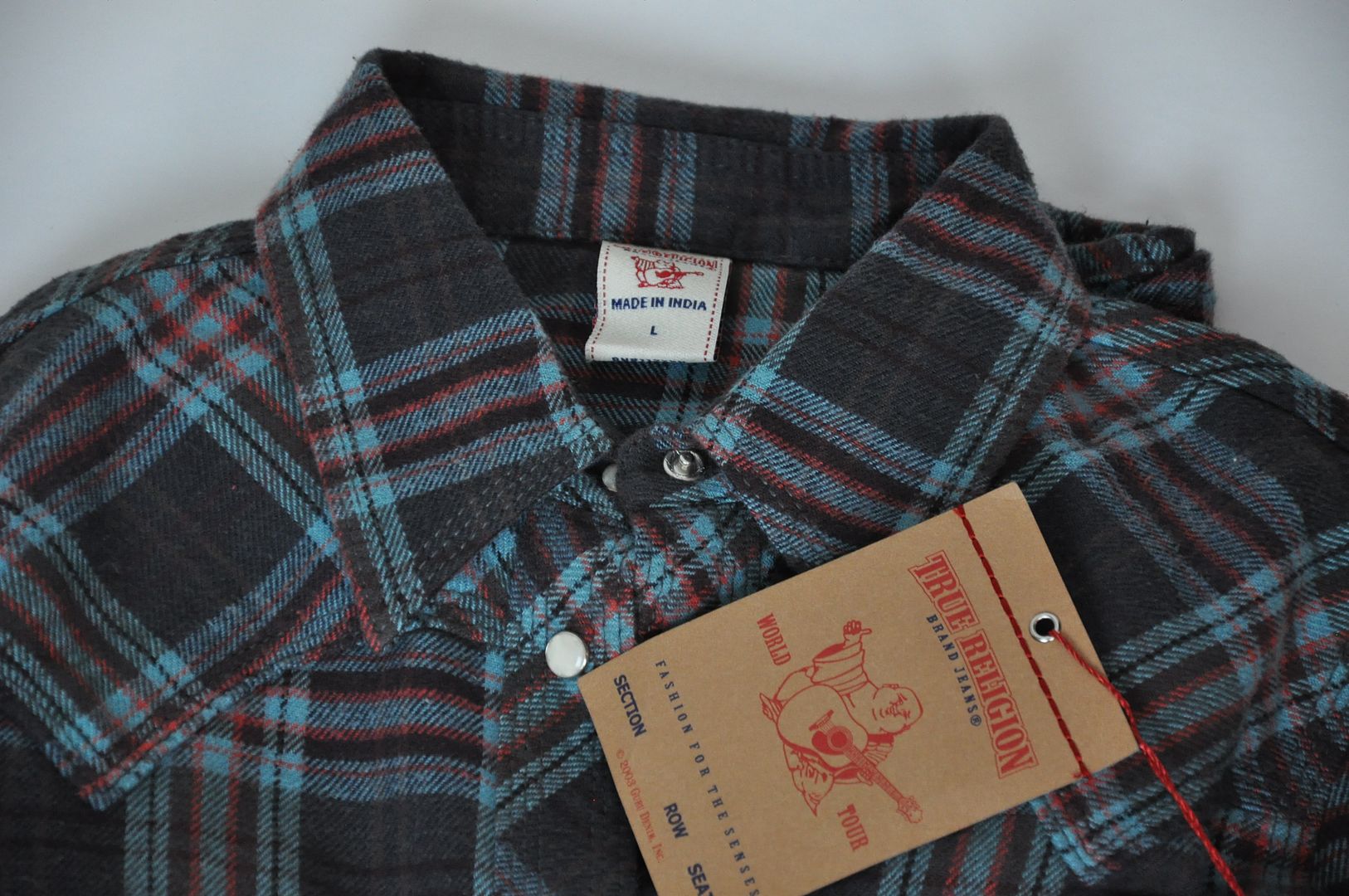 $130 TRUE RELIGION FLANNEL PLAID WESTERN BUTTONS SHIRT | eBay